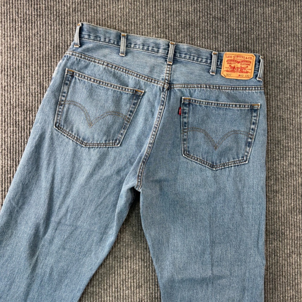 Levis 505 Regular Fit Jeans‎ Mens Size W40 L30 Light Wash Denim Pants